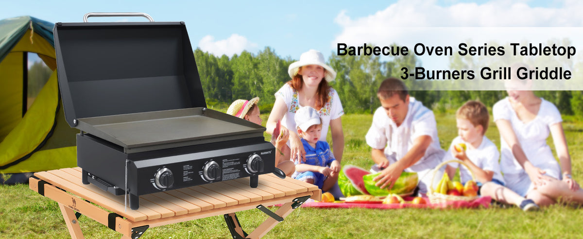 RM023BA12 22-inch 3-Burner Portable Propane Griddle with Lid