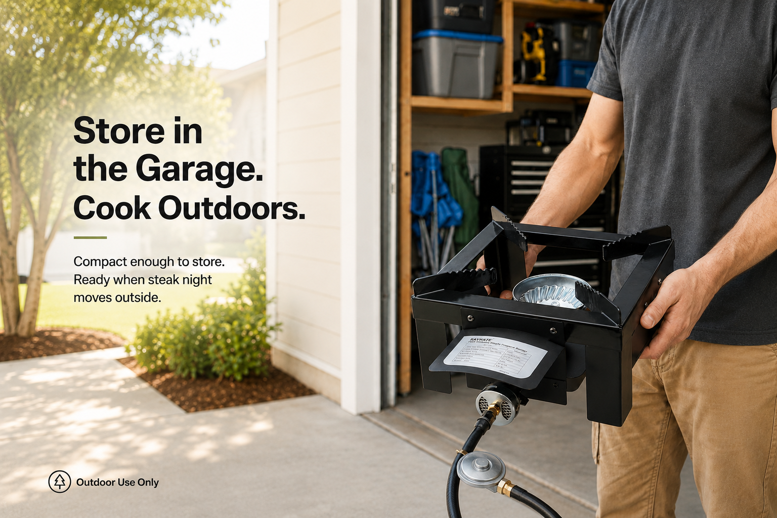 Raxmate RM01PB compact storage for garage and outdoor cooking