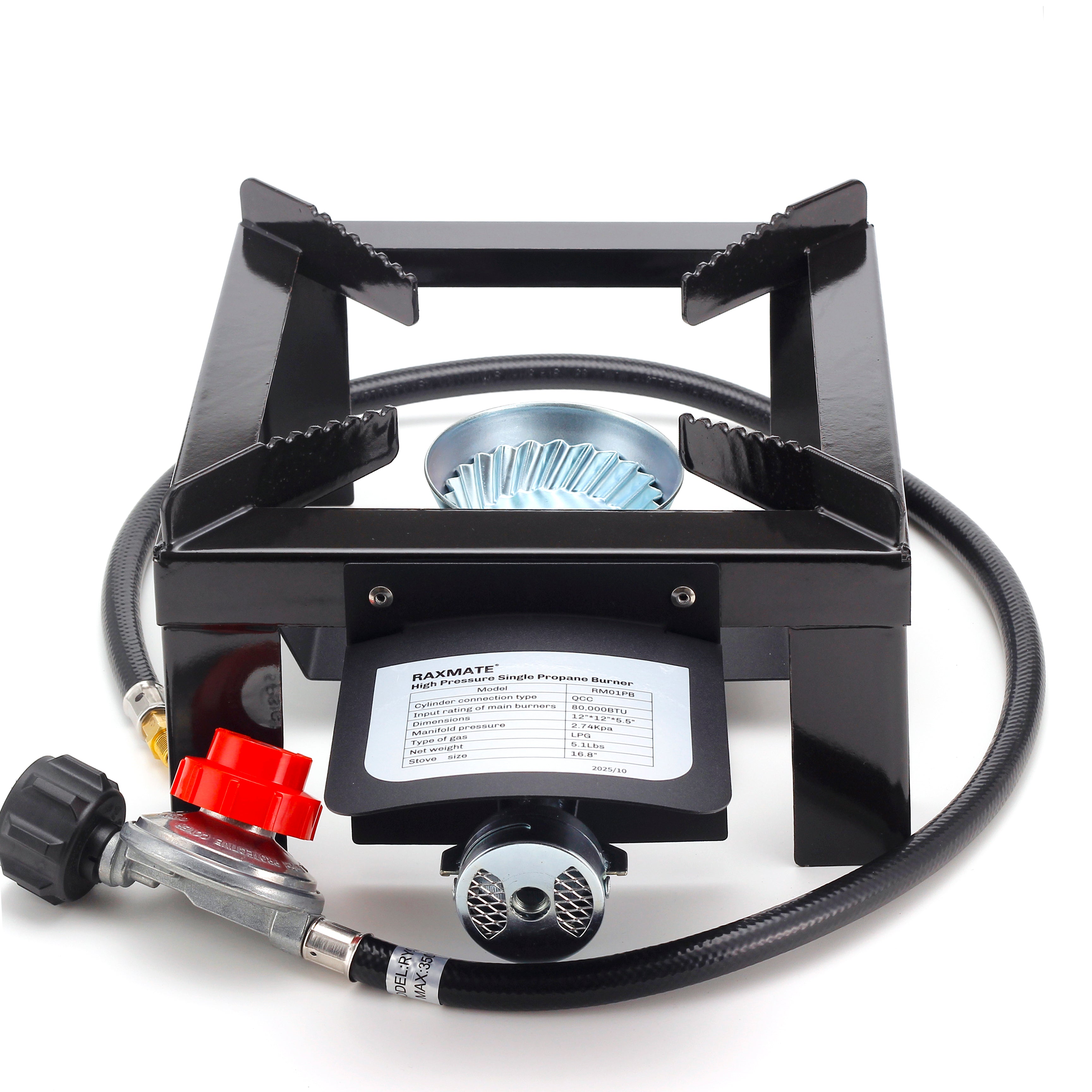 Raxmate RM01PB lightweight enamel outdoor propane stove on white background